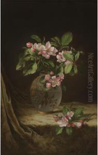 Apple Blossoms In An Opalescent Vase Oil Painting by Martin Johnson Heade