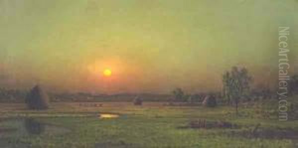 Marsh Sunset, Newburyport, Massachusetts Oil Painting by Martin Johnson Heade