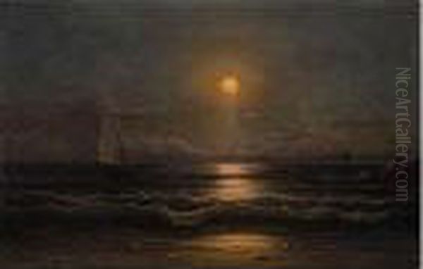 Sailing By Moonlight Oil Painting by Martin Johnson Heade