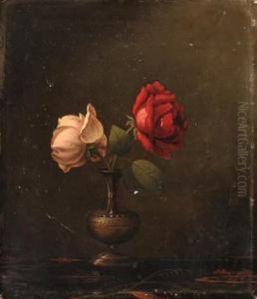 Still Life With Red And Pink Roses Oil Painting by Martin Johnson Heade