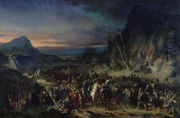 The Ravine, Campaign of 1809, 1843 Oil Painting by Nicolas Toussaint Charlet