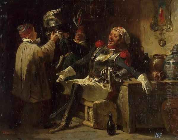 Soldier and Boys Oil Painting by Nicolas Toussaint Charlet