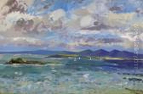 'breezy Day, Canna, Gigha, Islay And Jura'. Oil Painting by Michael Healy