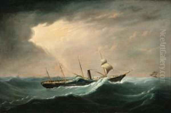 A Paddle Steamer After The Storm Oil Painting by Joseph Heard