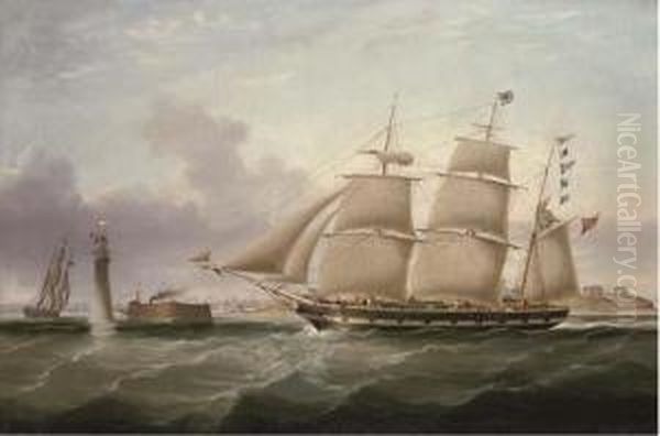 The Barque Emilia Heading Into Liverpool Oil Painting by Joseph Heard