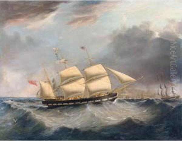 A British Barque, Probably T He Oil Painting by Joseph Heard