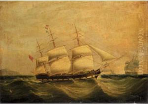 The Outward Bound Sailing Ship Sherbrooke Off Holyhead Oil Painting by Joseph Heard