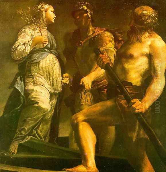 Aeneas with the Sybil & Charon 1700-05 Oil Painting by Giuseppe Maria Crespi