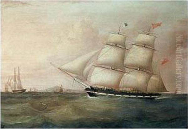 The Brig Rapid Inward Bound For Liverpool Off Point Lynas Oil Painting by Joseph Heard