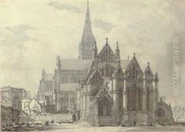 Salisbury Cathedral Oil Painting by Thomas Hearne