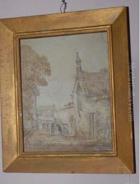 Part Of The Old School House, Ottery St.mary Oil Painting by Thomas Hearne