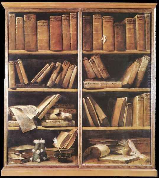 Bookshelves c. 1725 Oil Painting by Giuseppe Maria Crespi