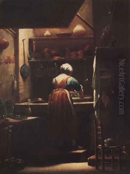 Scullery Maid Oil Painting by Giuseppe Maria Crespi