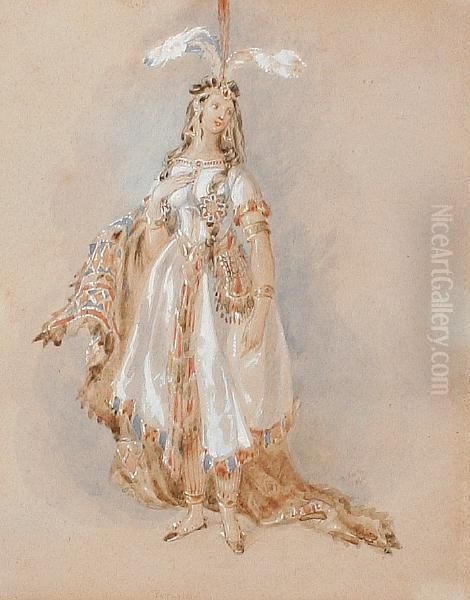 Lady In Peruvian Costume Oil Painting by William Heath