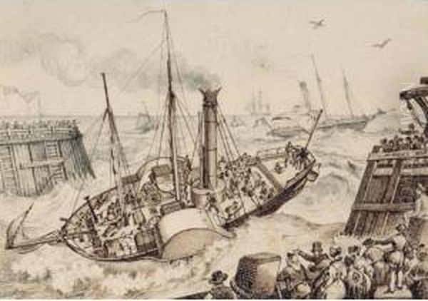 The Dover Packet Oil Painting by William Heath