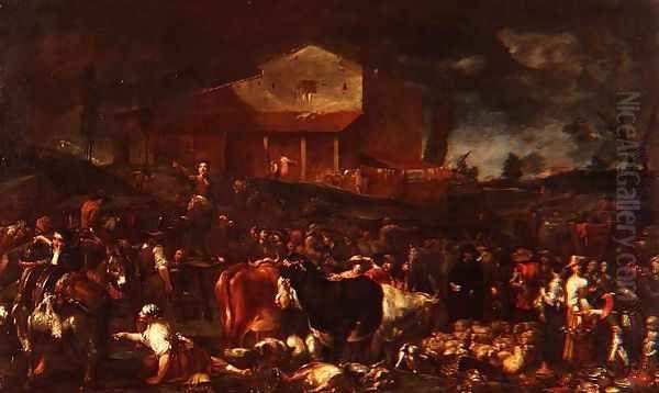 The Fair at Poggio a Caiano 1709 Oil Painting by Giuseppe Maria Crespi