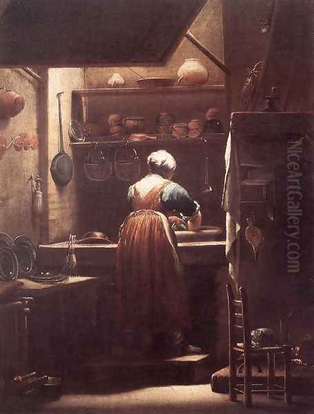 The Scullery Maid 1710-15 Oil Painting by Giuseppe Maria Crespi