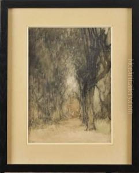 Une Allee D'arbres Oil Painting by Ernest Antoine Hebert