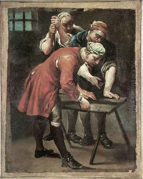 Dice Players Oil Painting by Giuseppe Maria Crespi