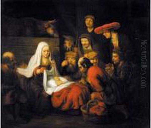 Adoration Des Bergers Oil Painting by Ernest Antoine Hebert