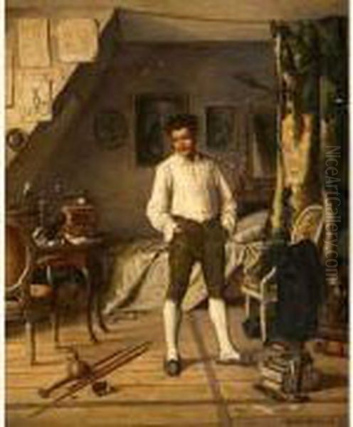 L'ane De Buridan Oil Painting by Henri Hebert