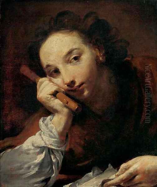 Boy with a flute by Giuseppe Maria Crespi