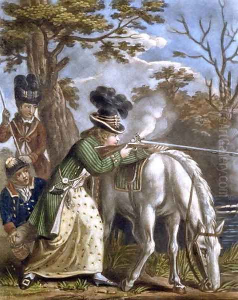 The Ladies Shooting Poney 1780 Oil Painting by John Collet