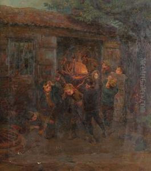 The Blacksmith's Forge Oil Painting by Ralph Hedley