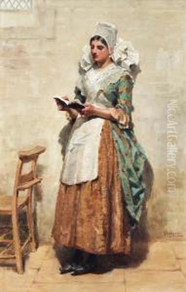 Reading Woman Oil Painting by Ralph Hedley