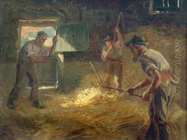 Study For 'the Threshing Floor' Oil Painting by Ralph Hedley