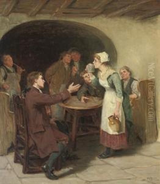 The Coy Maiden Oil Painting by Ralph Hedley