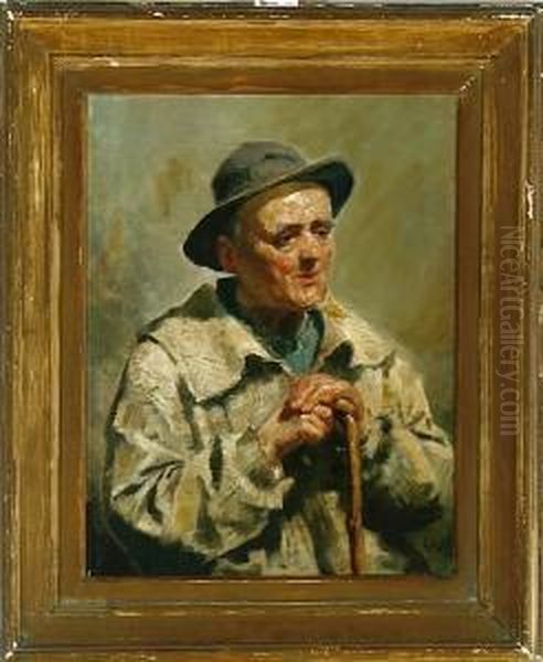 An Elderly Thoughtful Man Oil Painting by Ralph Hedley