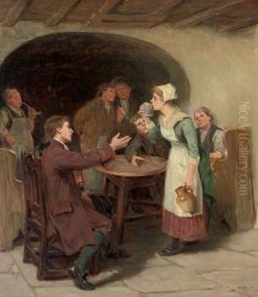 The Coy Maiden Oil Painting by Ralph Hedley