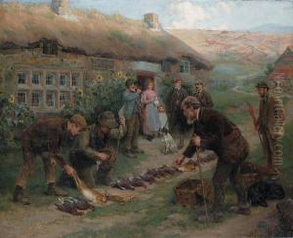 Counting The Bag Oil Painting by Ralph Hedley