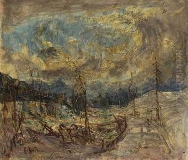 Winterliche
 Gebirgslandschaft. Oil Painting by Hans Heider