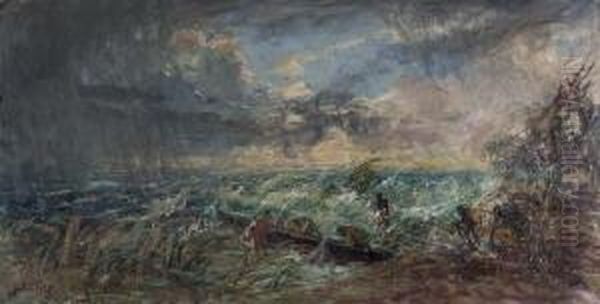 Fischerboote Bei Sturmischer
 See. Oil Painting by Hans Heider