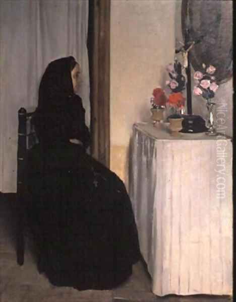 The Widow Oil Painting by Ramon Casas Y Carbo