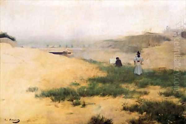 Landscape with Figures Oil Painting by Ramon Casas Y Carbo