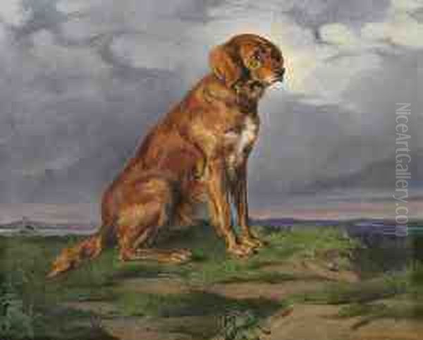 Brown Dog Oil Painting by Joseph Heike