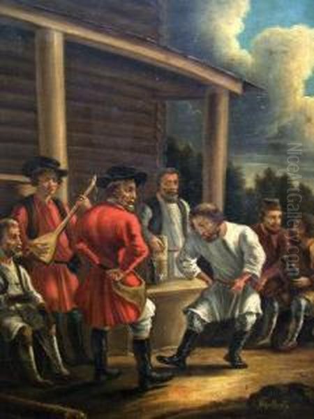 Merrymaking By A Tavern Oil Painting by Ferdinand Heilbuth