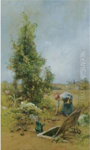 La Margelle Oil Painting by Ferdinand Heilbuth