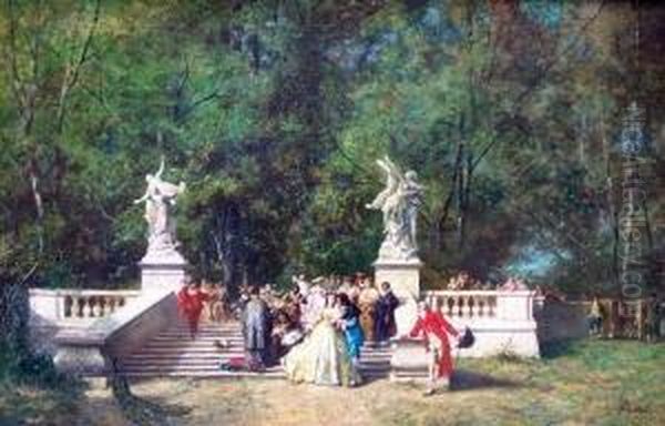 Gesellschaft Im Freien Oil Painting by Ferdinand Heilbuth