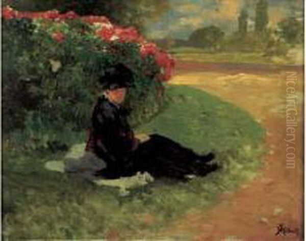 Jeune Femme Assise Dans Un Parc Ou Le Repos Oil Painting by Ferdinand Heilbuth