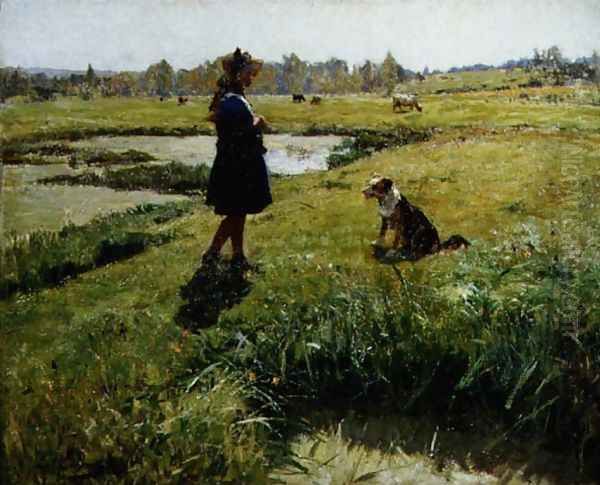 A Midday Pause Oil Painting by Evariste Carpentier