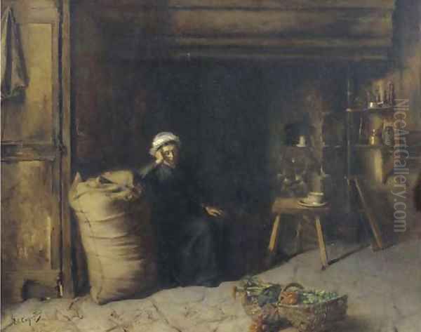 Back from market Oil Painting by Evariste Carpentier