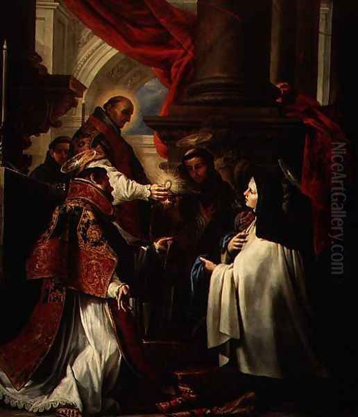 Communion of St. Teresa of Avila (1515-82) c.1670 Oil Painting by Claudio Coello