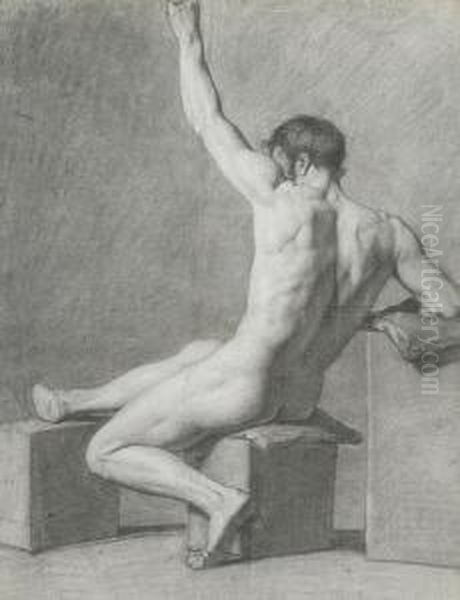 Seated Academic Nude Oil Painting by Francois - Joseph Heim