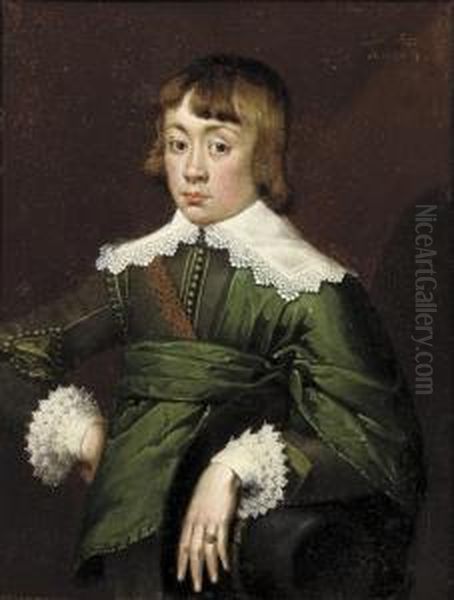 Portrait Of A Boy, Three-quarter-length, In A Green Costume Oil Painting by Wolfgang Heimbach