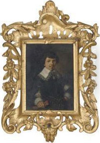 Portrait Of A Gentleman, Half-length, His Gloves In His Righthand Oil Painting by Wolfgang Heimbach