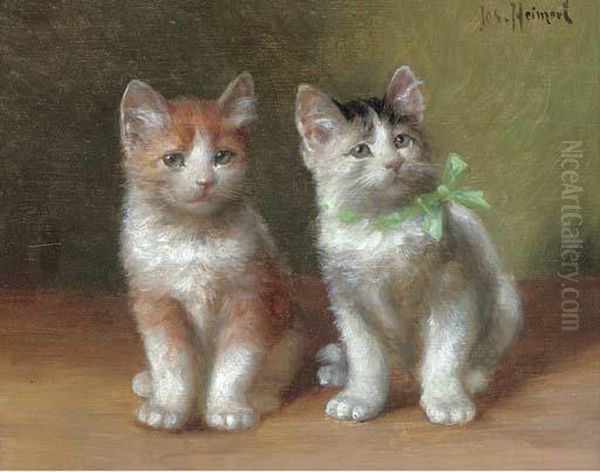 Playmates Oil Painting by Josef Heimerl